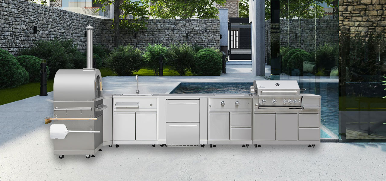 Stainless steel outdoor cabinet six piece set