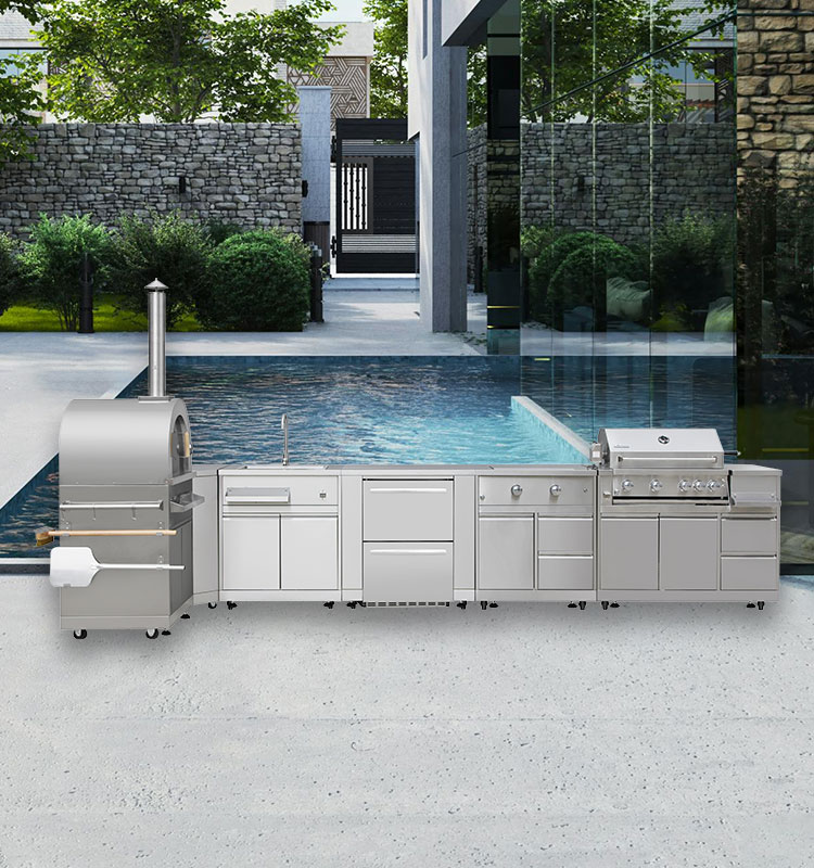 Stainless steel outdoor cabinet six piece set